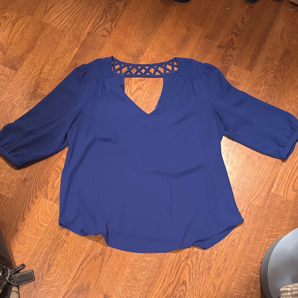 A. Byer Royal Blue Blouse with Cut-Out Design